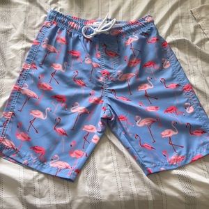 Pink flamingo boating shorts